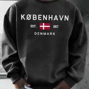 Kobenhavn Danimarka Bayrağı Baskılı Kazak Erkekler Polar Moda Kazak Yaratıcı Sonbahar Spor Gi