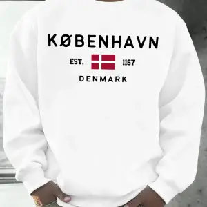 Kobenhavn Danimarka Bayrağı Baskılı Kazak Erkekler Polar Moda Kazak Yaratıcı Sonbahar Spor Gi