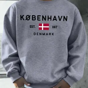 Kobenhavn Danimarka Bayrağı Baskılı Kazak Erkekler Polar Moda Kazak Yaratıcı Sonbahar Spor Gi