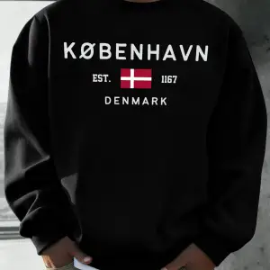 Kobenhavn Danimarka Bayrağı Baskılı Kazak Erkekler Polar Moda Kazak Yaratıcı Sonbahar Spor Gi