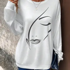 KOD ADR-SHEN LUNE Figure Graphic Drop Shoulder Sweatshirt Beyaz