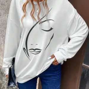 KOD ADR-SHEN LUNE Figure Graphic Drop Shoulder Sweatshirt Beyaz