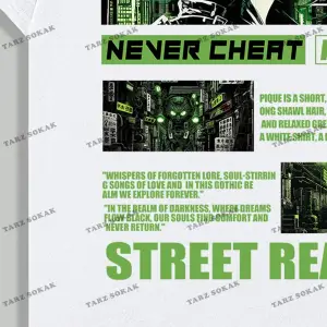 KOD Trend Anime Erkekler Beyaz Karikatür Baskılı Sırt Tasarımlı Kısa Kollu Tişört