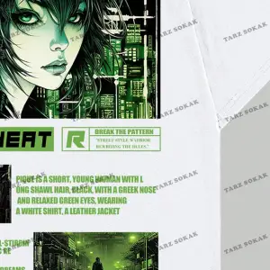 KOD Trend Anime Erkekler Beyaz Karikatür Baskılı Sırt Tasarımlı Kısa Kollu Tişört