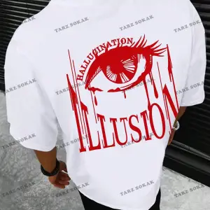 KOD Trend EMRG Erkek Göz ve Harf Grafikli Damla Omuz Tişörtü