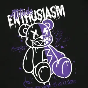 KOD Trend EMRG Erkek Harfli ve Teddy Bear Baskılı Yuvarlak Yaka Tişört