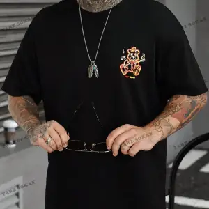 KOD Trend EMRG Erkek Sloganlı ve Karikatür Grafikli Büyük Boy Tişört