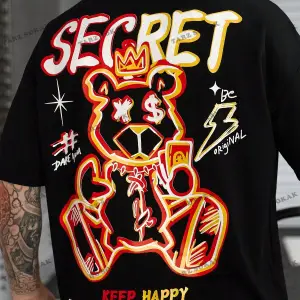 KOD Trend EMRG Erkek Sloganlı ve Karikatür Grafikli Büyük Boy Tişört