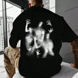 KOD Trend EMRG Loose Fit Erkek Grafik Grafik Düşük Omuz Tişört