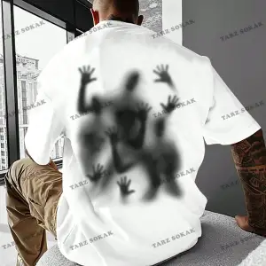 KOD Trend EMRG Loose Fit Erkek Grafik Grafik Düşük Omuz Tişört