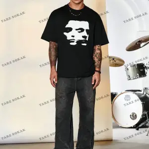 KOD Trend EMRG Loose Fit Erkek Grafik Grafik Düşük Omuz Tişört