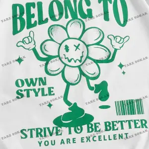 KOD Trend EMRG Yazılı ve Karikatür Grafikli Bol Kesim Erkek Tişörtü