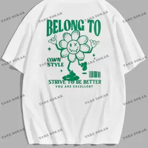 KOD Trend EMRG Yazılı ve Karikatür Grafikli Bol Kesim Erkek Tişörtü