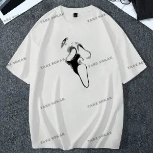 KOD Trend Erkek Baskılı Bol Düşük Omuz Tişört