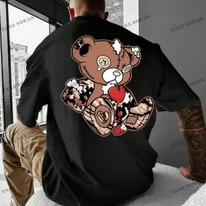 KOD Trend Erkek Büyük Beden Ayı Baskılı T-Shirt