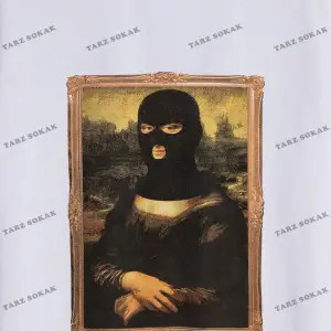 KOD Trend Erkek Büyük Beden Komik Mona Lisa Baskılı T-Shirt