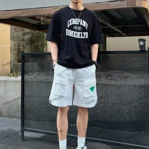 KOD Trend Erkek Harfli Grafik Damla Omuz Tişört