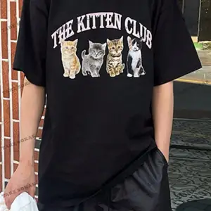 KOD Trend Erkek Kedi & Harf Grafikli Tişört