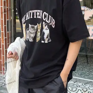 KOD Trend Erkek Kedi & Harf Grafikli Tişört