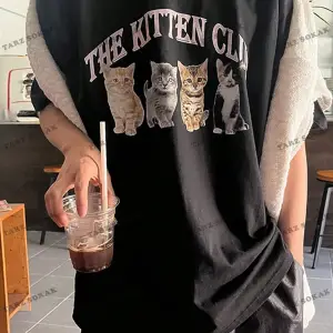 KOD Trend Erkek Kedi & Harf Grafikli Tişört