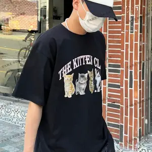 KOD Trend Erkek Kedi & Harf Grafikli Tişört