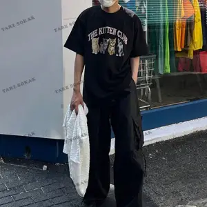 KOD Trend Erkek Kedi & Harf Grafikli Tişört