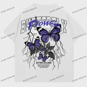 KOD Trend Erkek Kelebek & Çiçek Grafikli Tişört