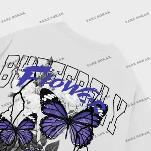 KOD Trend Erkek Kelebek & Çiçek Grafikli Tişört