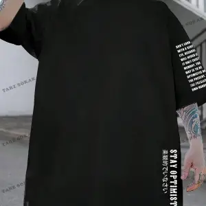 KOD Trend Erkek Sloganlı Düşük Omuz Oversize Tişört