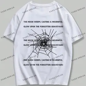 KOD Trend Grunge Punk Erkek Örümcek Mektup Grafikli Tişört
