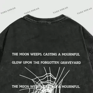 KOD Trend Grunge Punk Erkek Örümcek Mektup Grafikli Tişört