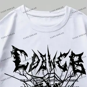 KOD Trend Grunge Punk Erkek Örümcek Mektup Grafikli Tişört