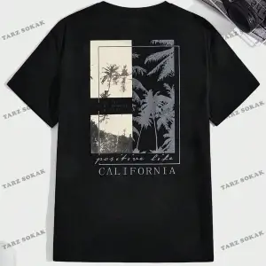 KOD Trend Homme Erkek Hindistan Cevizi Ağacı ve Harf Grafikli Tişört