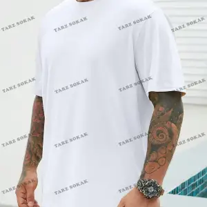 KOD Trend Homme Erkek Plus Katı Yuvarlak Yaka Tişört