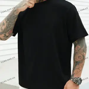 KOD Trend Homme Erkek Plus Katı Yuvarlak Yaka Tişört