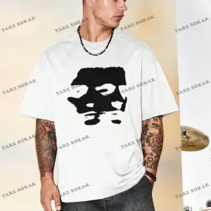 KOD Trend Hypemode Baskılı Karakterli Erkek Gevşek Düşük Omuz Tişört