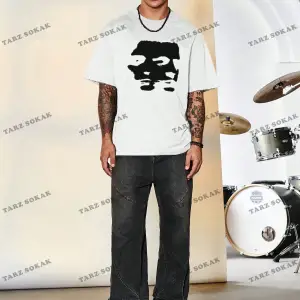 KOD Trend Hypemode Baskılı Karakterli Erkek Gevşek Düşük Omuz Tişört