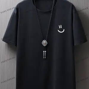 KOD Trend Hypemode Erkek Karikatür Yüz Baskı Tişörtü