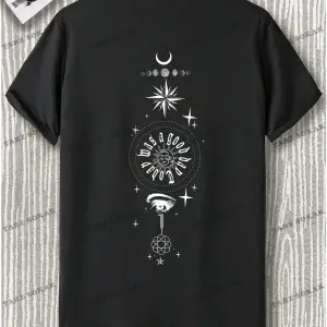 KOD Trend Hypemode Erkek Plus Güneş ve Ay Baskılı Damla Omuz Tişört