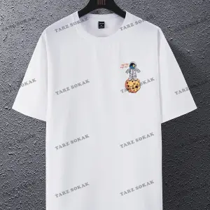 KOD Trend Hypemode Loose Fit Erkek Karikatür ve Slogan Grafikli Düşük Omuz Tişört