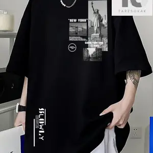 KOD Trend Hypemode Loose Fit Erkek Slogan Grafikli Düşük Omuz Tişört