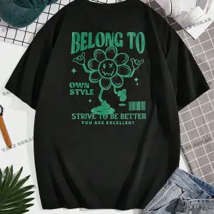 KOD Trend Hypemode Sloganlı Erkek Bol Kesim Karikatür Baskılı Gömlek