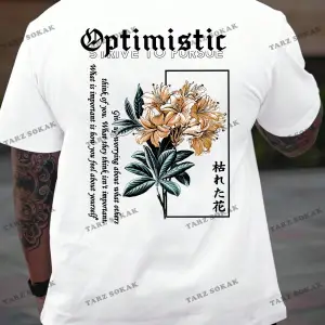 KOD Trend LEGND Erkek Çiçek & Slogan Grafikli Tişört