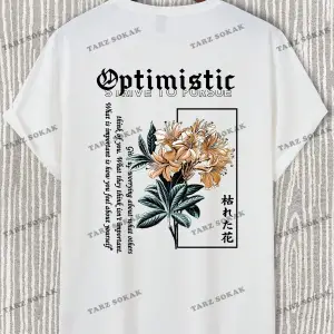 KOD Trend LEGND Erkek Çiçek & Slogan Grafikli Tişört