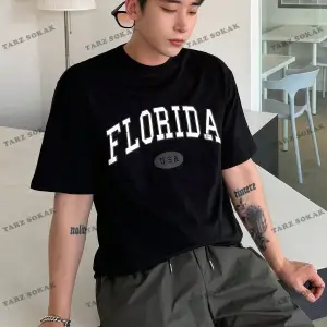 KOD Trend LEGND Erkek Çiçek & Slogan Grafikli Tişört