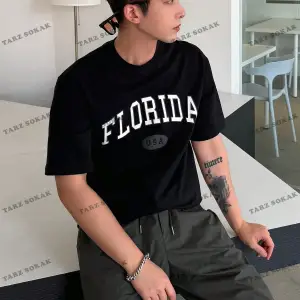 KOD Trend LEGND Erkek Çiçek & Slogan Grafikli Tişört