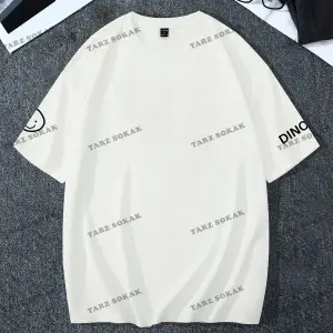 KOD Trend Loose Fit Karikatür ve Mektup Baskılı Damla Omuz Erkek Tişörtü