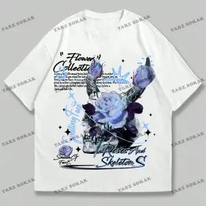 KOD Trend Street Life Erkek Çiçek & Slogan Grafikli Tişört