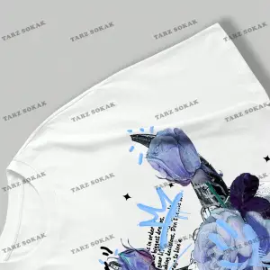 KOD Trend Street Life Erkek Çiçek & Slogan Grafikli Tişört