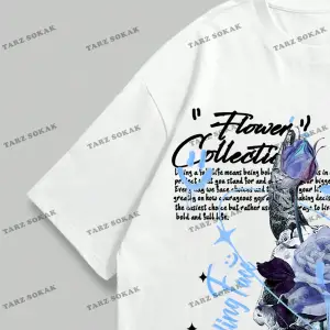 KOD Trend Street Life Erkek Çiçek & Slogan Grafikli Tişört